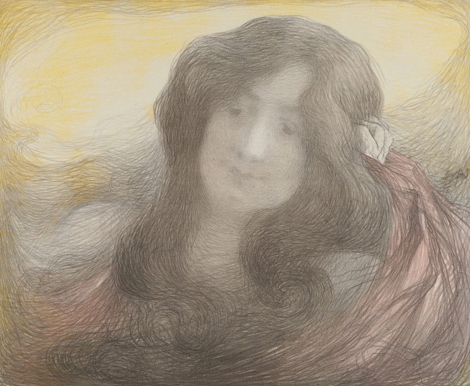 a drawing of a woman with long hair