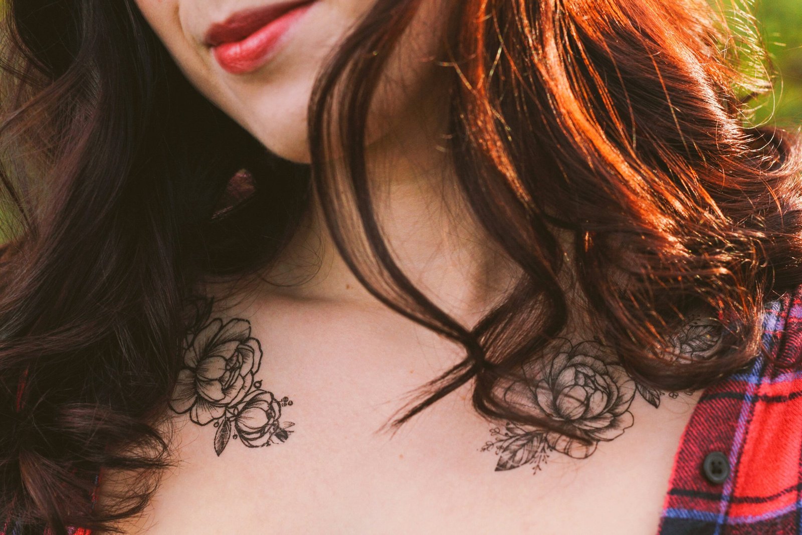 a woman with red hair