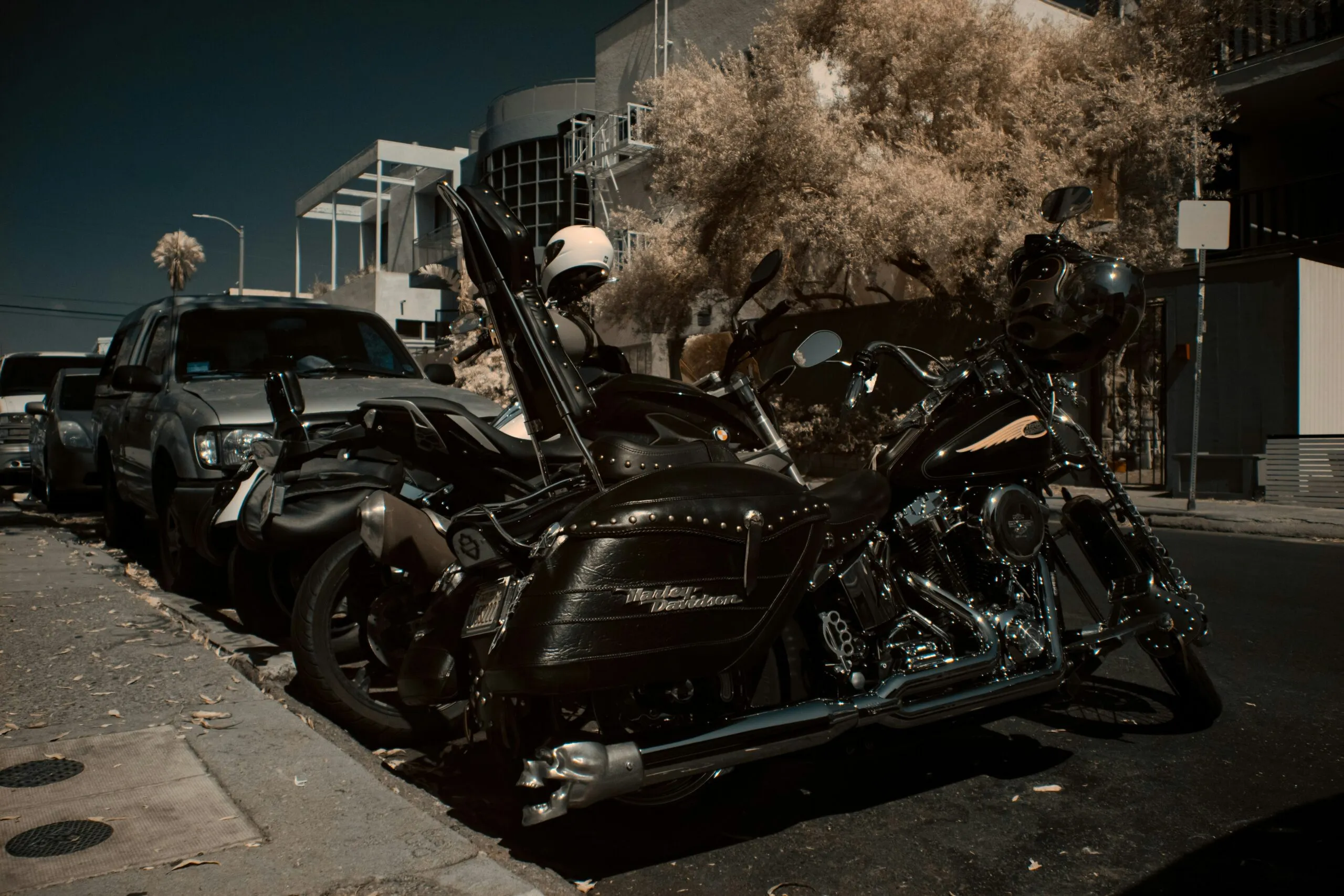 black and silver cruiser motorcycle