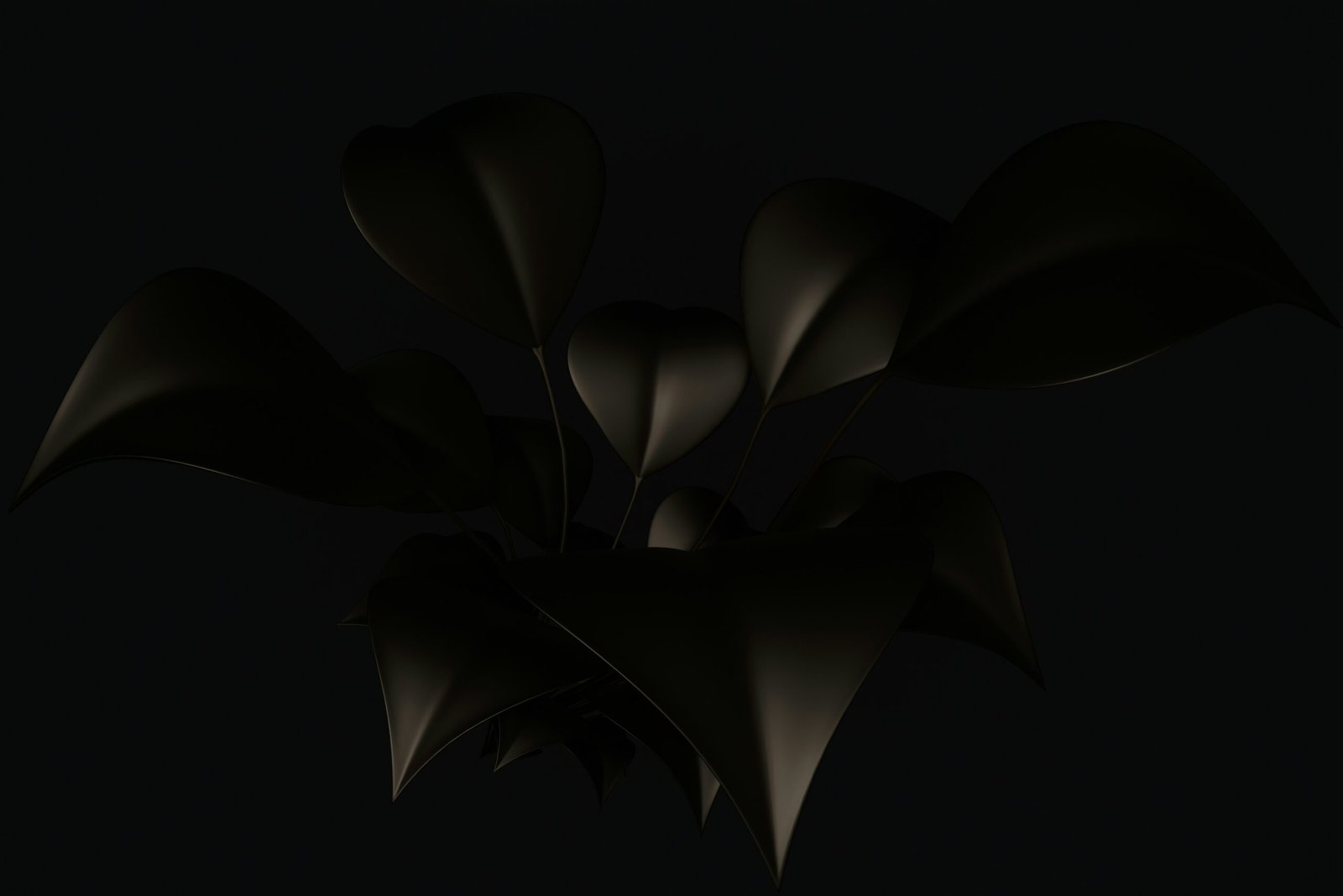 a black background with a bunch of leaves