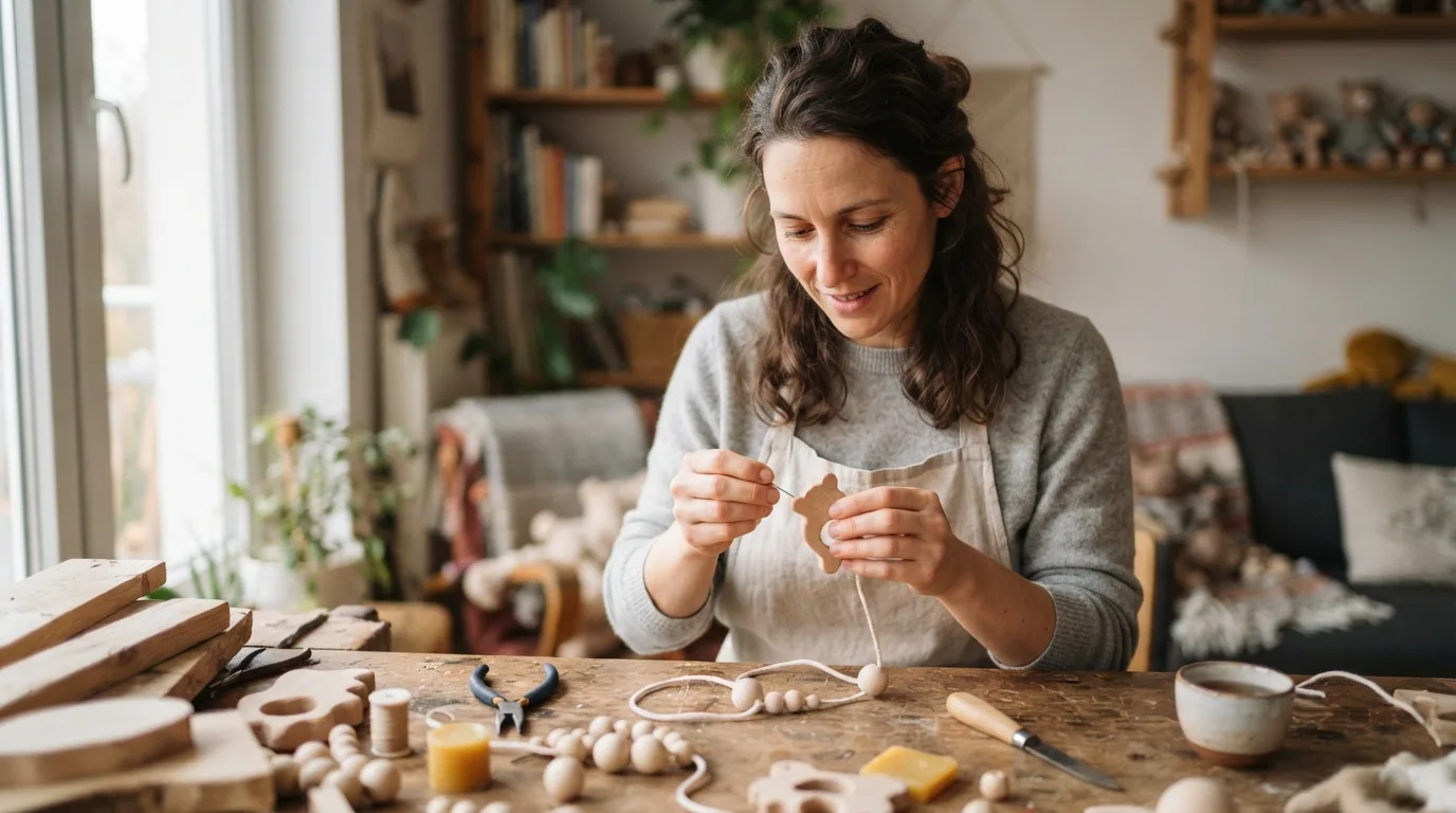 a parent making a baby toy