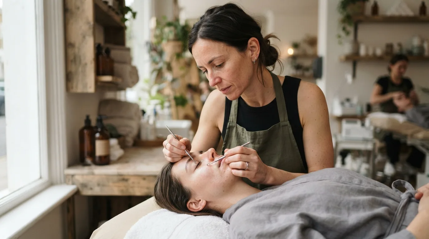 a woman working in a beauty salon