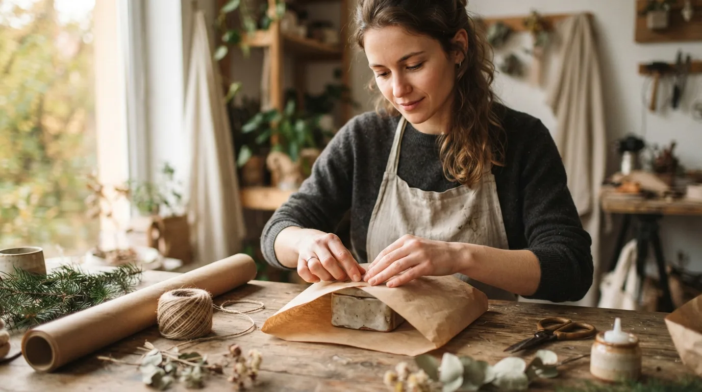 a person wrapping a handmade gift