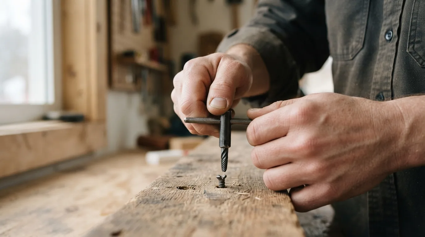 a person using a tool to remove a broken screw