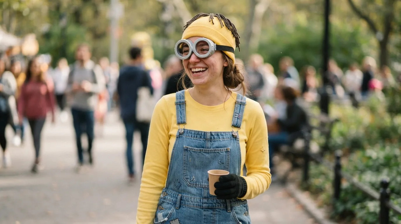 a person wearing a homemade Minion costume