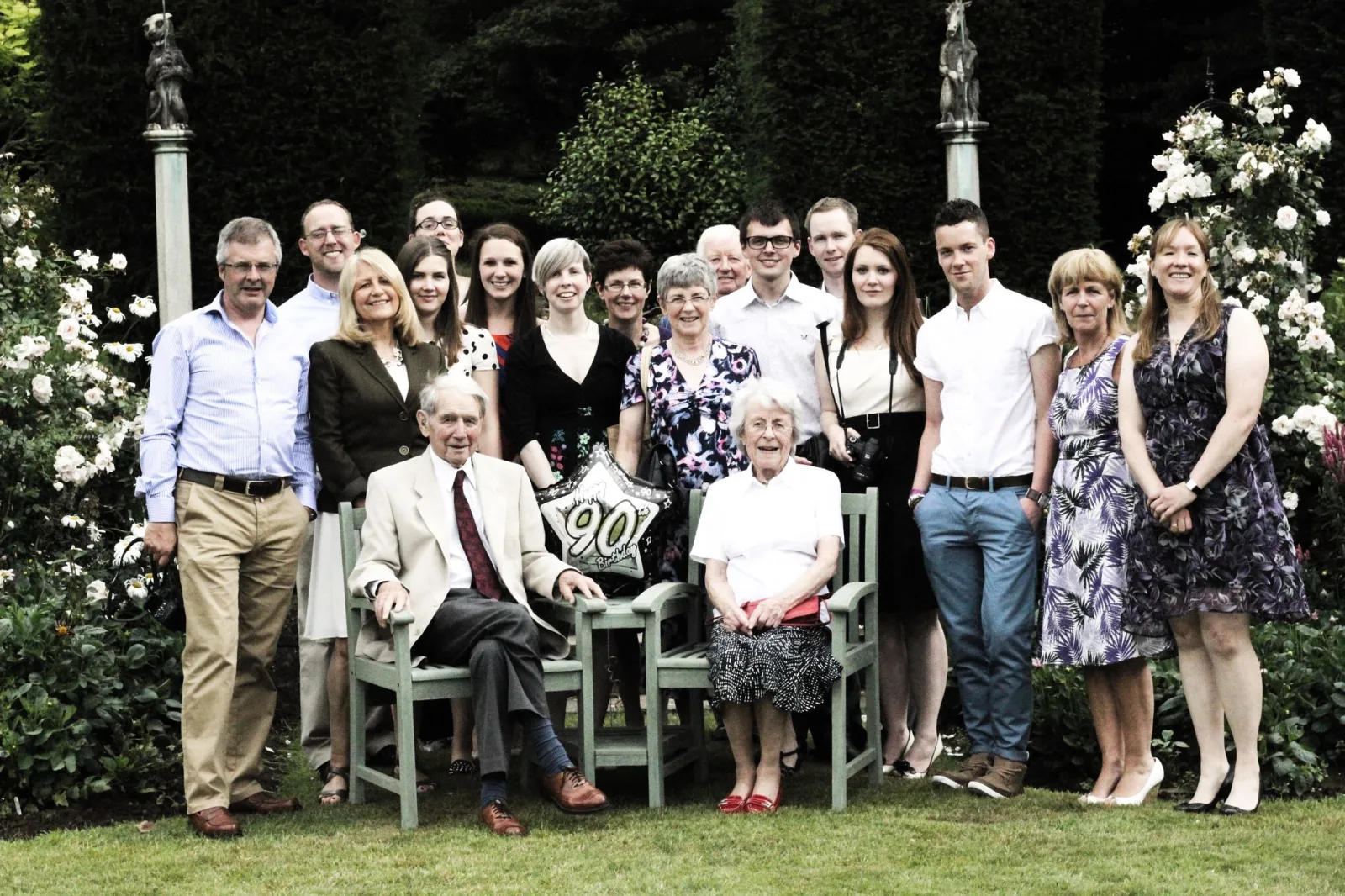 Celebrating 90th birthday with family in 2013
