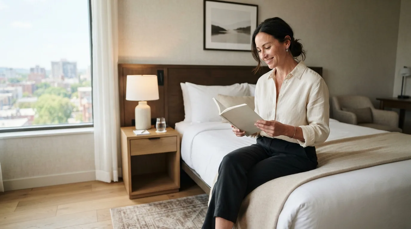 a comfortable modern hotel room