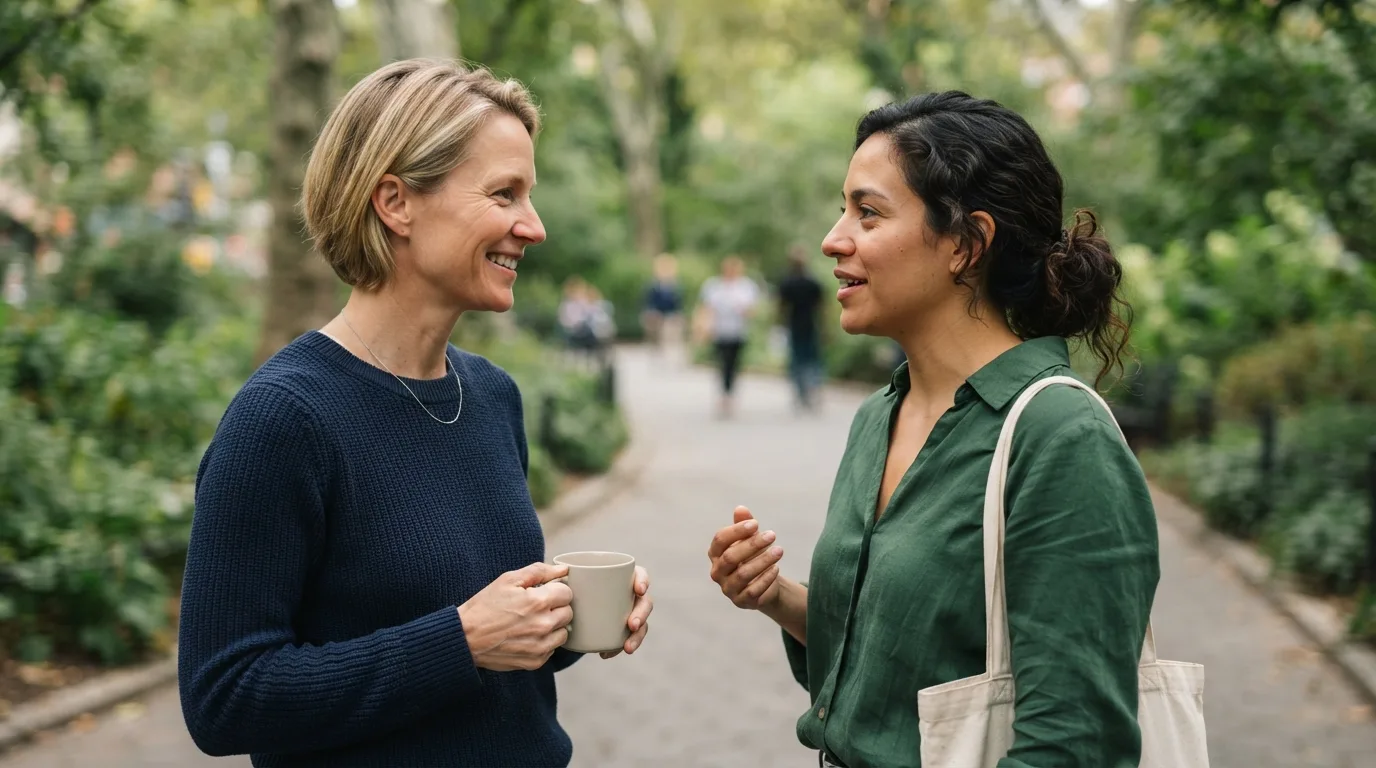 two people talking respectfully face to face