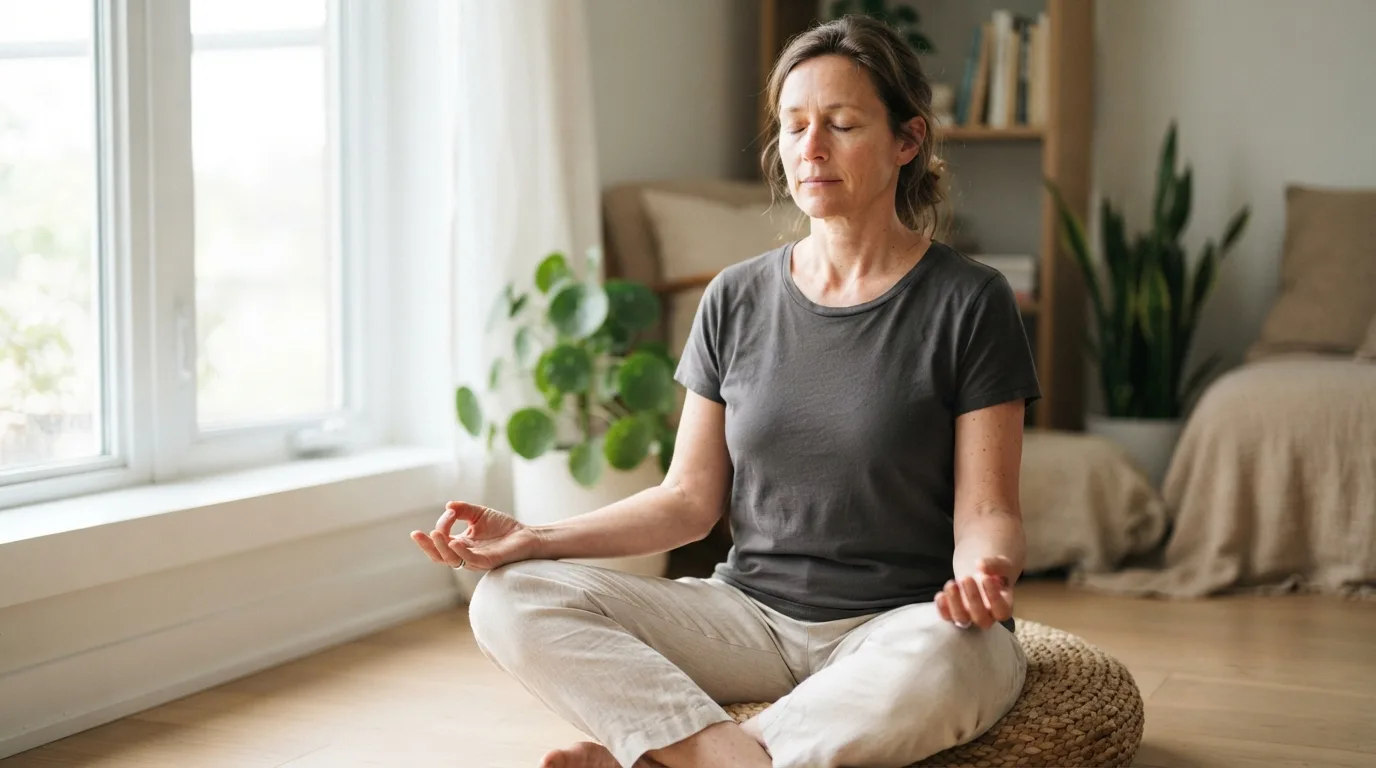 a person meditating or doing a breathing exercise