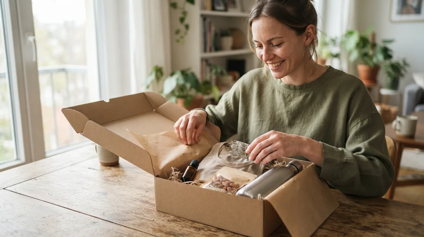 a person unboxing a fitness or wellness subscription package