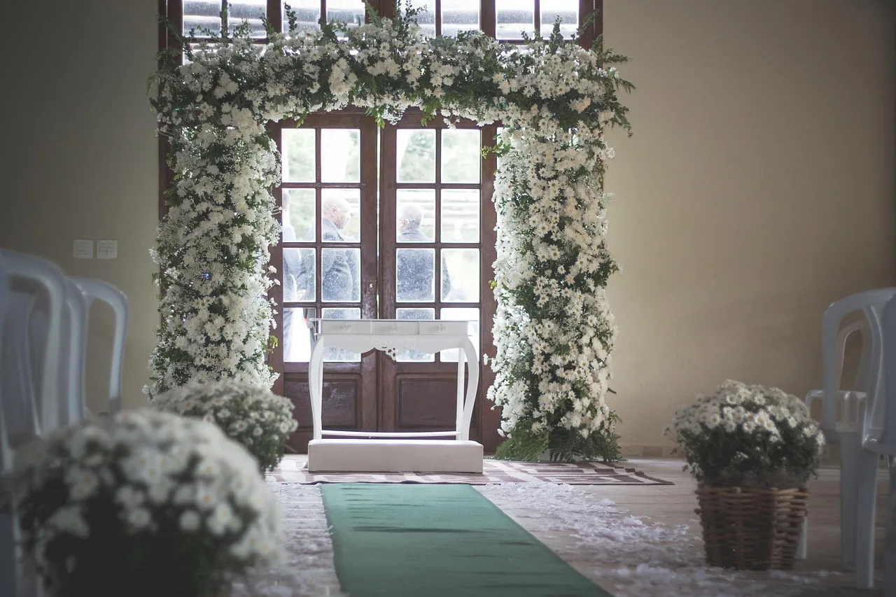 kwiatowy, wedding, ołtarz