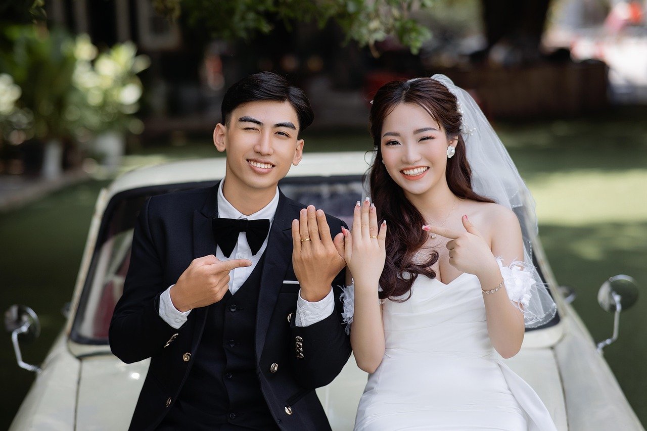 couple, wedding, marriage, love, romance, man, woman, portrait, groom, bride