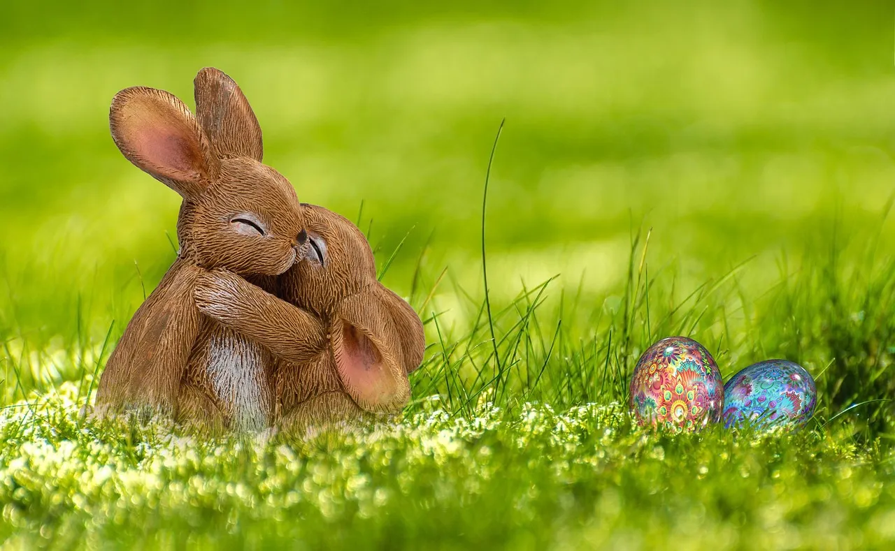 easter, easter bunny, egg, rabbit, spring, greeting card, easter eggs, happy easter, cute, easter figurines, easter decoration, easter festival, nature, meadow, hug, photomontage, composing, fantasy, easter theme, sweet, egg shaped, easter celebration, composition, rabbit ears