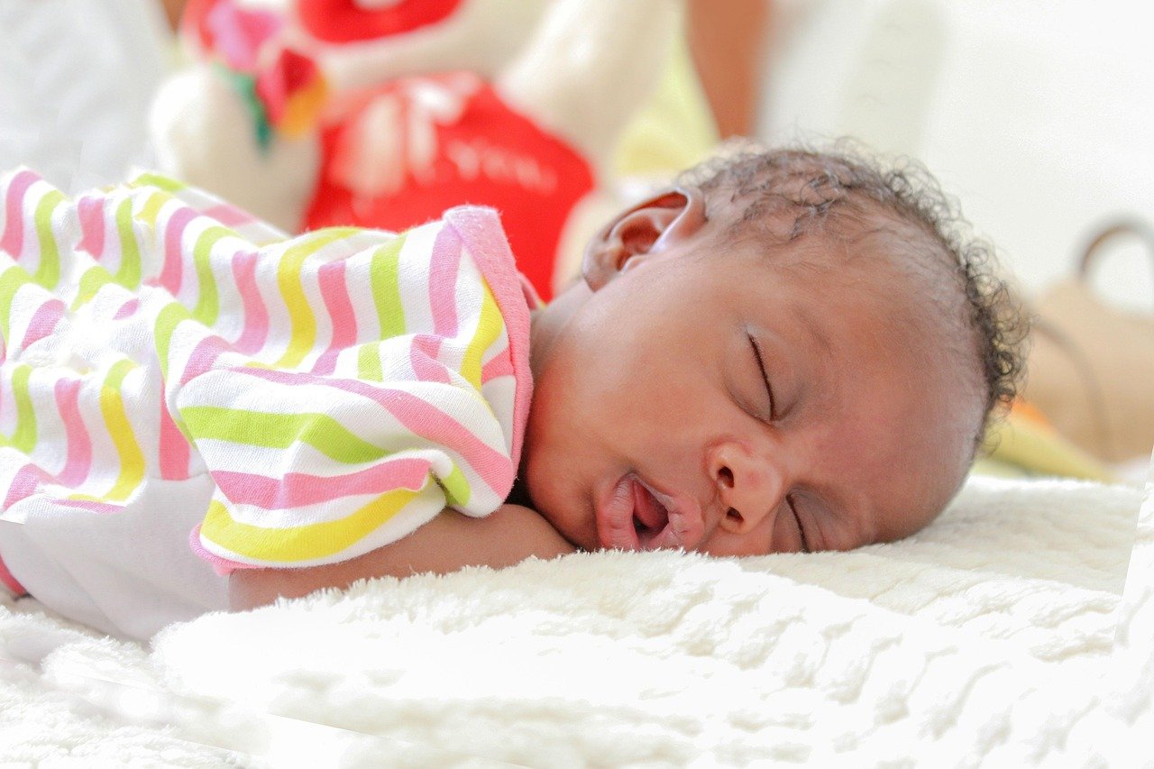 sleeping, baby, african, person, kid, people, female, closeup