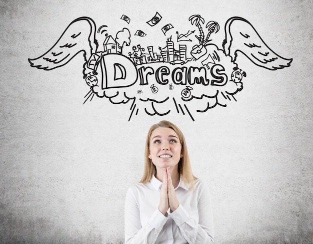 Hoping woman and vacation sketch