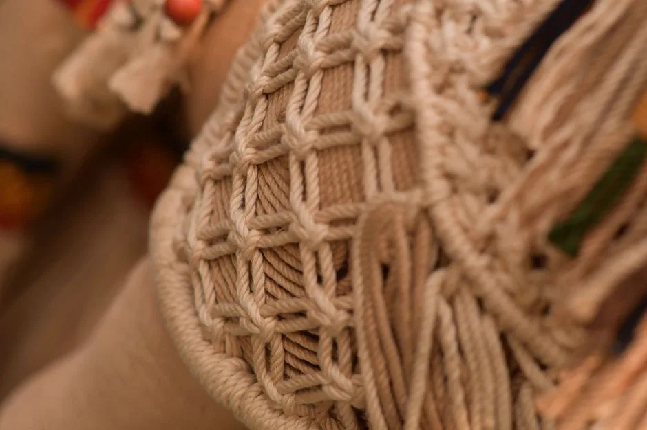 Detailed close-up of intricate macramé design showcasing craftsmanship.