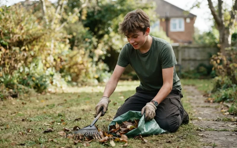 a teenager doing a small task for money