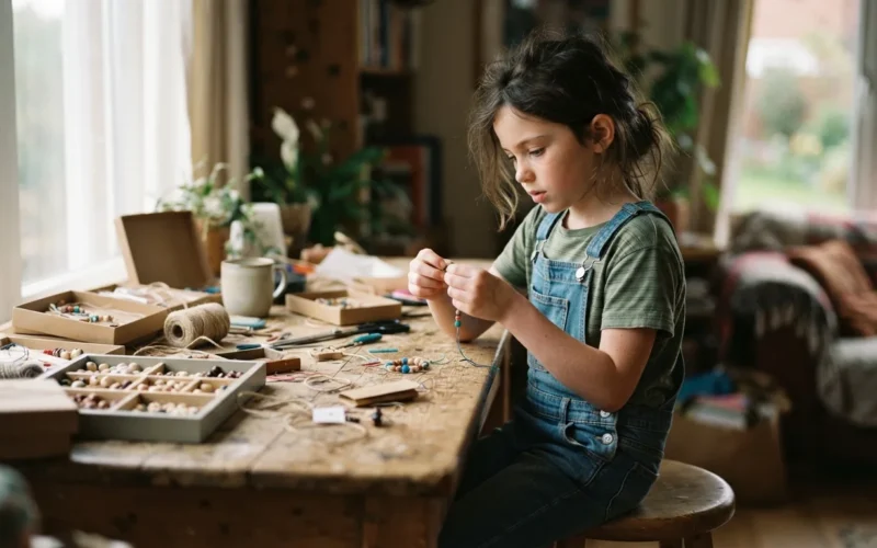 a child working on a small business or chore