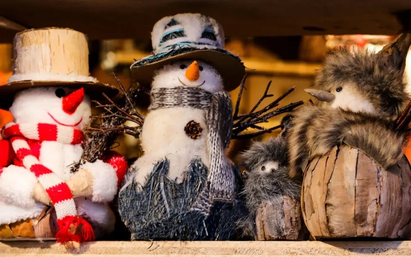 rękodzieło, postać, snowman, dekoracja, zima, czapka, szalik, boże narodzenie, świąteczne dekoracje