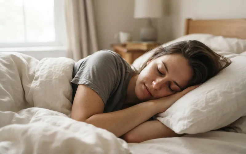 a person sleeping in bed