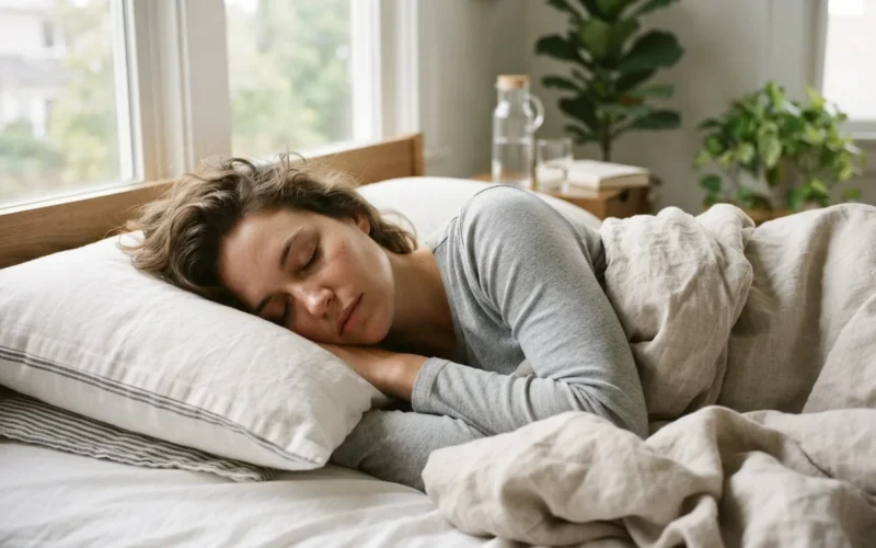a person sleeping in bed