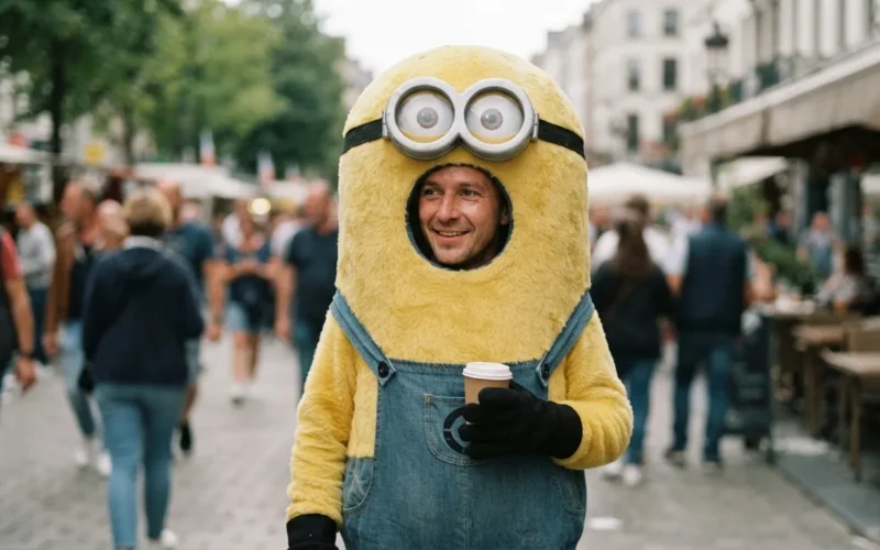 a person wearing a Minion costume