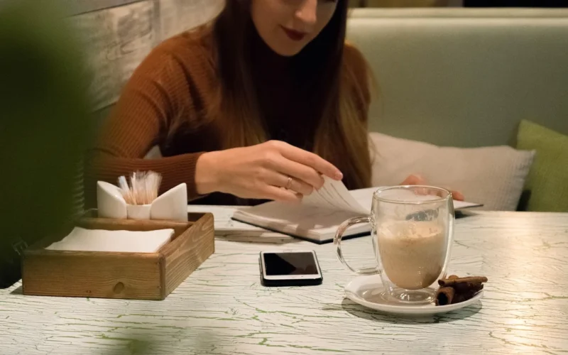 cafe, kawa, kawiarnia, cappuccino, biznes, planner, dziewczynka