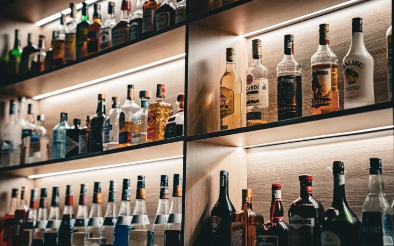 wino, bar, alkohol, trunek, napoje, butelki