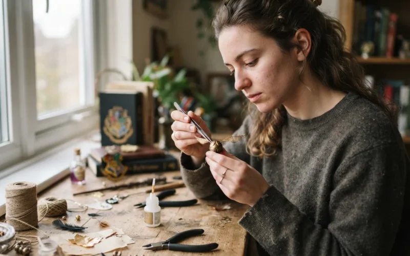 a person crafting a Harry Potter themed decoration