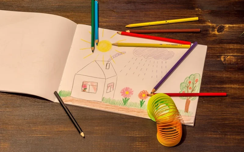 rysunek, ołówki, child ' s drawing, papier, szkoła, kreacja, ołówek, kolor, farba