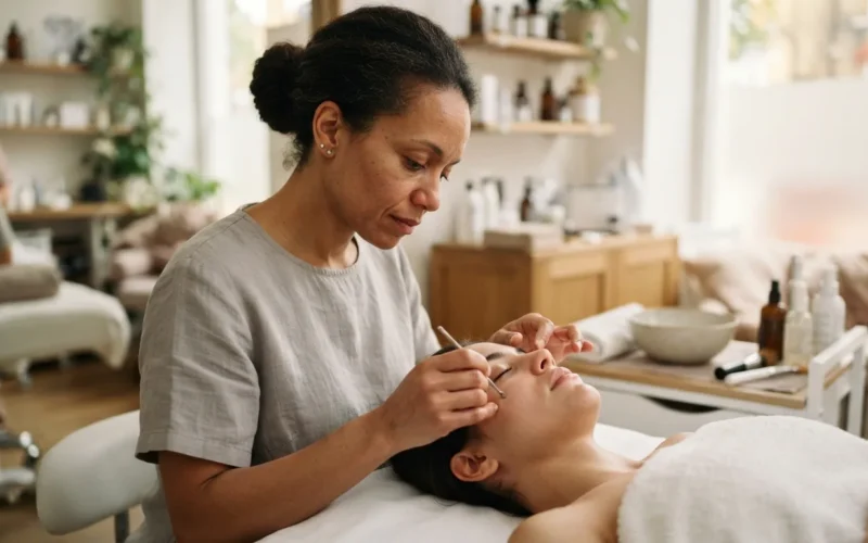a woman working in a beauty salon