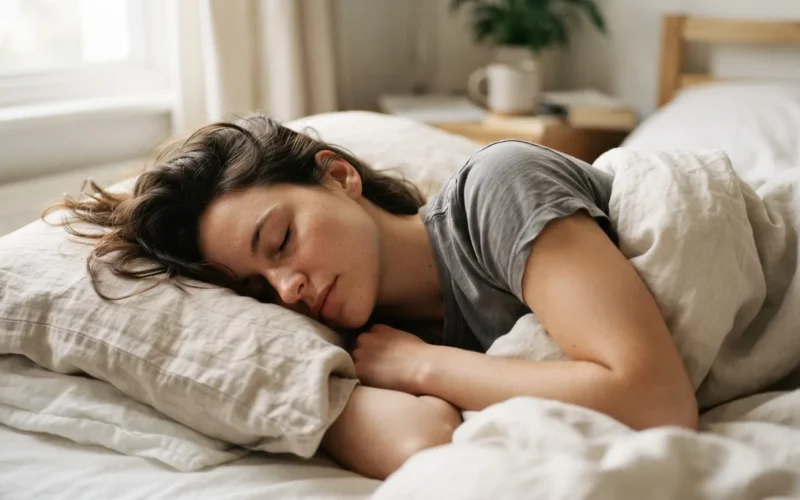 a person sleeping in bed