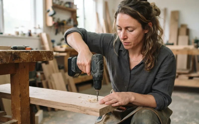 a person using a power drill
