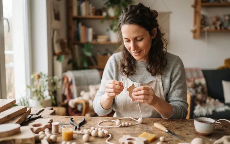a parent making a baby toy