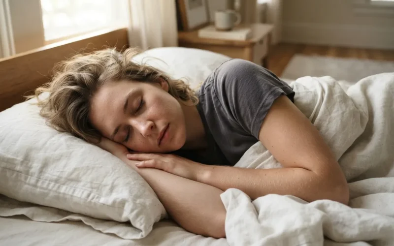 a person sleeping in bed