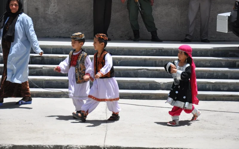 The kids dressed up in traditional clothes for the event.