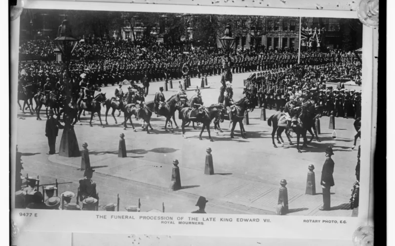 Title: The Funeral Procession of the Late King Edward VII. Royal Mourners Abstract/medium: 1 negative : glass ; 5 x 7 in. or smaller.