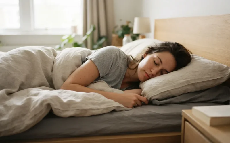 a person sleeping in bed