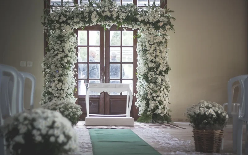 kwiatowy, wedding, ołtarz