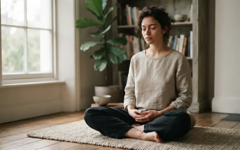 a person meditating or sleeping peacefully