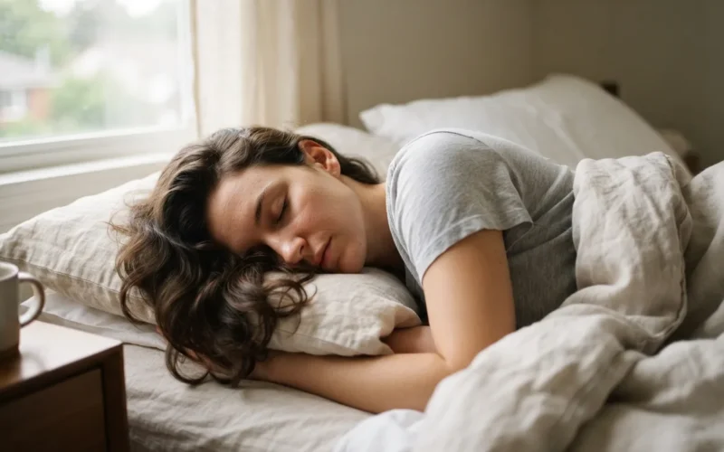 a person sleeping in bed