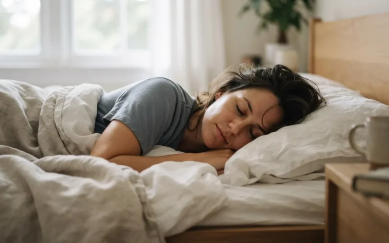 a person sleeping in bed
