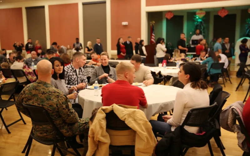 Marines and sailors of 2nd Supply Battalion, Combat Logistics Regiment 25, 2nd Marine Logistics Group gathered with friends, families and coworkers at the Marston Pavilion here Dec. 16, 2013. The battalion held two Christmas parties for its service members. The first party was for single Marines and sailors, while the second was for the unit's families. Both parties were intended to reinforce the battalion's family-oriented nature as part of its mission to support the 2nd MLG and II Marine Expeditionary Force. Unit: II Marine Expeditionary Force
