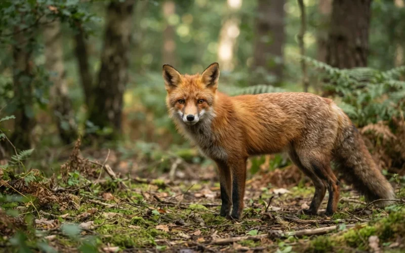 a fox in a forest