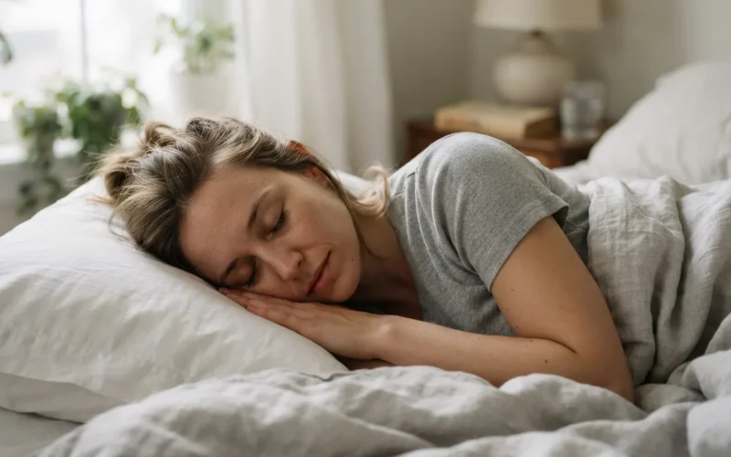 a person sleeping in bed