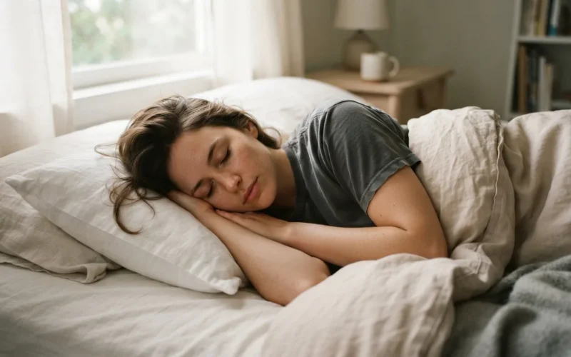 a person sleeping in bed