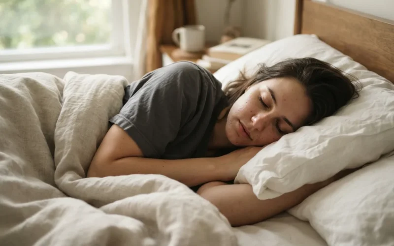 a person sleeping in bed
